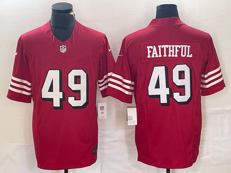 Men's San Francisco 49ers The Faithful #49 Red Gamer Jersey